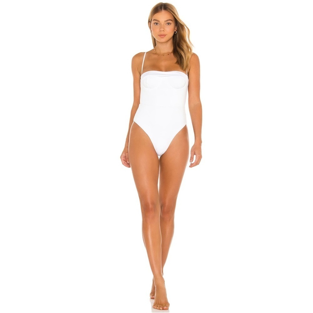 Nwt Revel Rey Ezra One Piece Swimsuit in Iridescent Metallic Barbiecore White